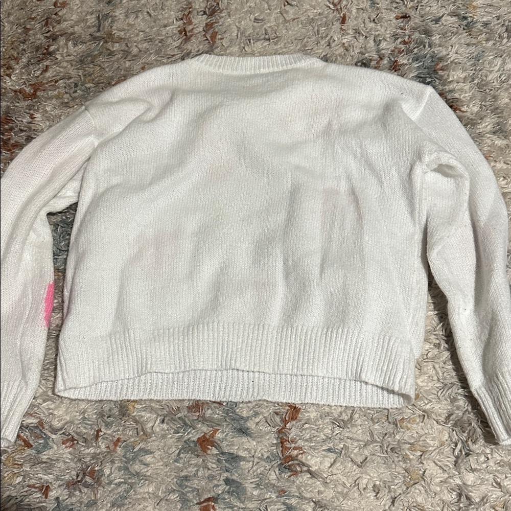 SHEIN White Sweater with Red and Pink Hearts - Picture 3 of 3